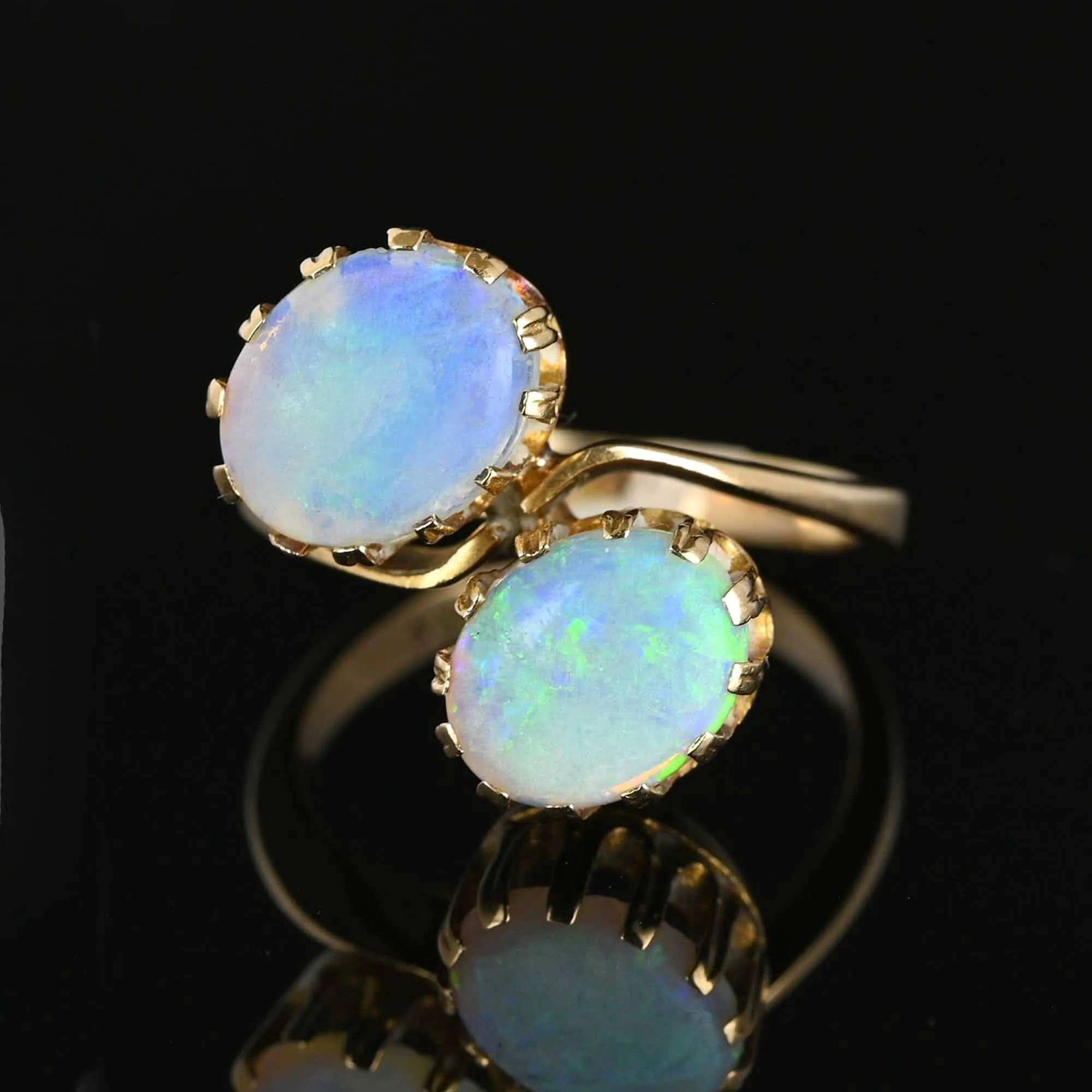 Antique 14K Gold Toi et Moi Opal Ring