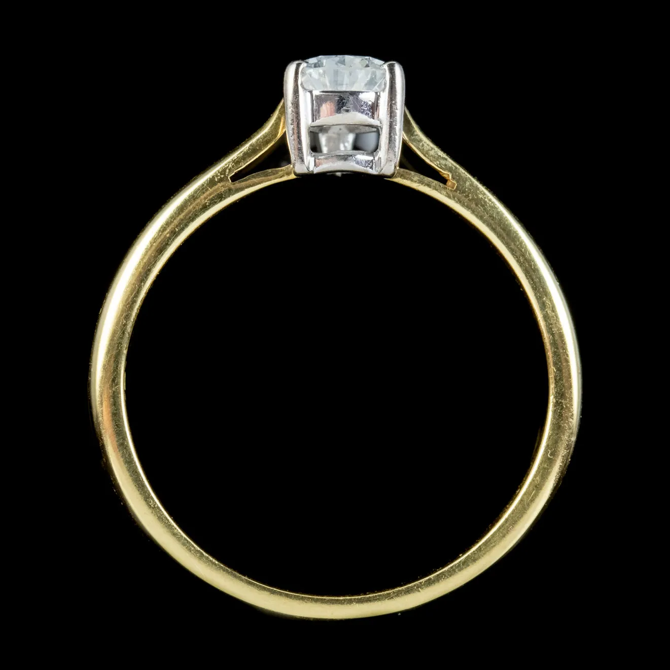 Art Deco Style Pear Cut Diamond Solitaire Engagement Ring 18ct Gold 0.68ct Diamond Dated 2000