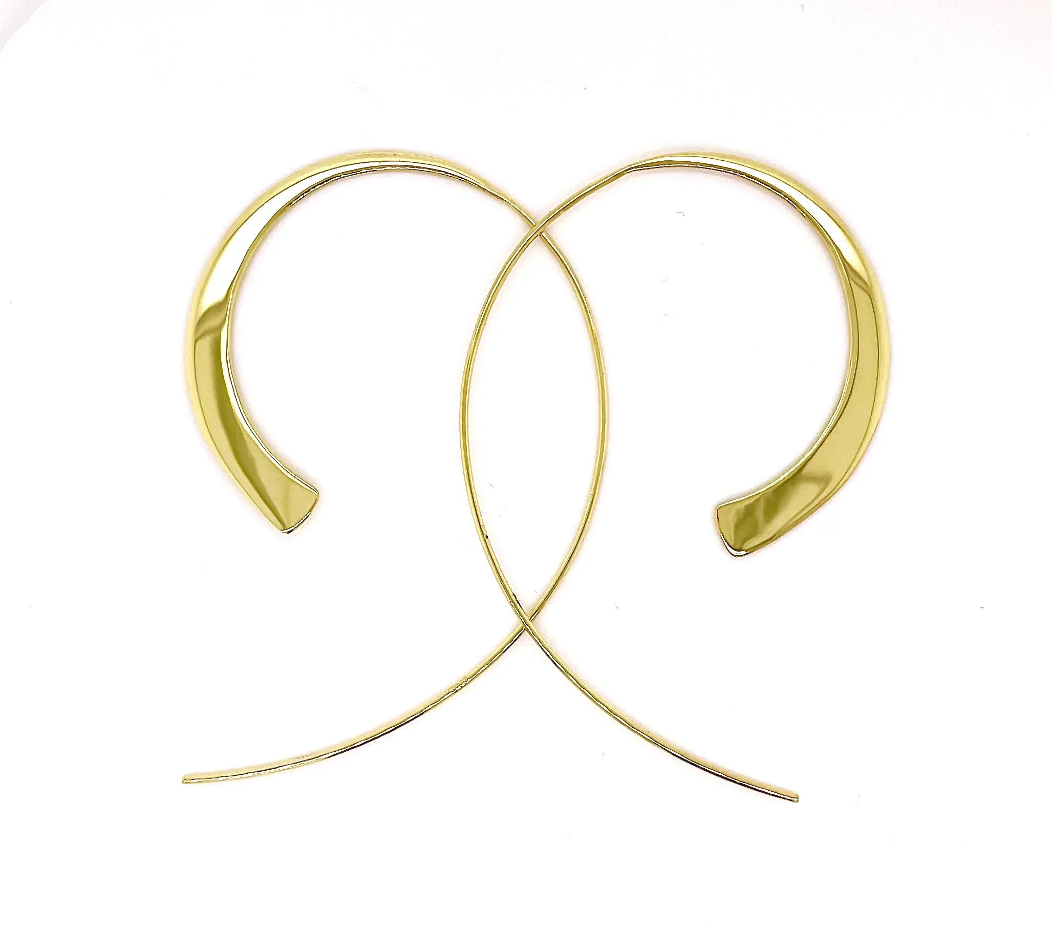 Bastian Sterling Silver Yellow Gold Plate Large Half Swirl Satin Finish Earrings