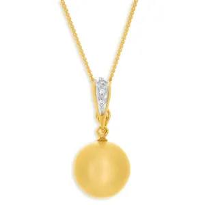 Bella' 9ct Yellow Gold Golden South Sea Pearl Pendant With 45cm Chain