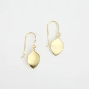 Brushed Gold Vermeil Leaf Shape Drop Earrings