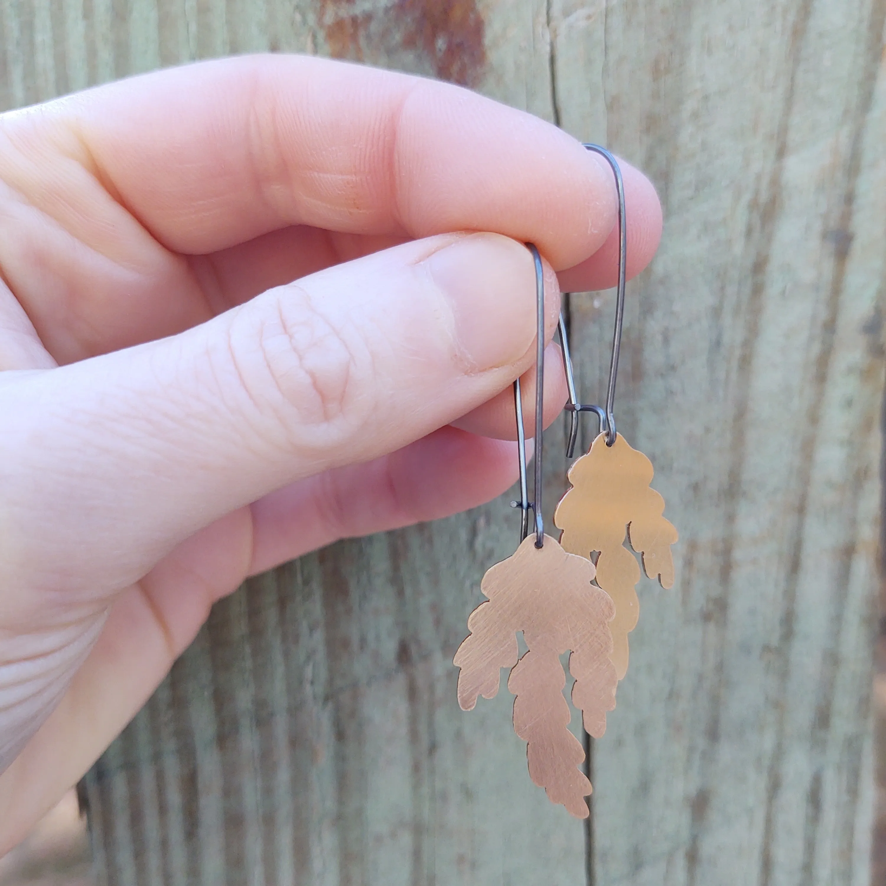 Burro's Tail Dangle Earring Gold Filled on Oxidized Silver Hook