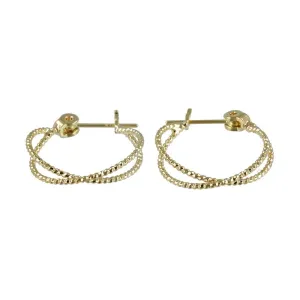 Cable Hoop 18K Gold Post Earrings