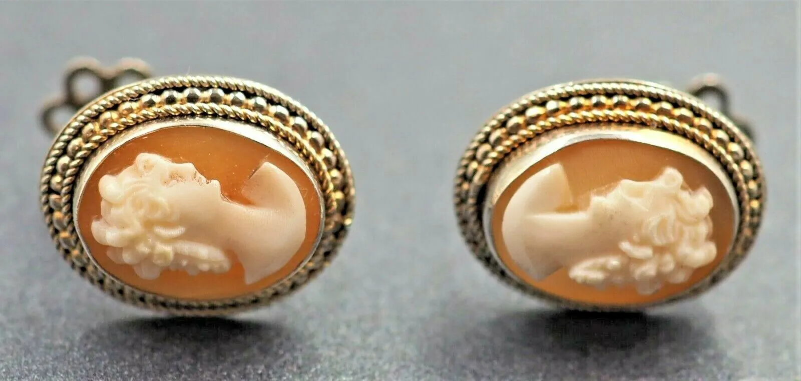 Cameo Vintage Sterling Silver Screw Back Earrings