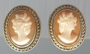 Cameo Vintage Sterling Silver Screw Back Earrings