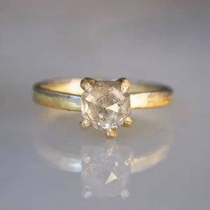 Champagne 1.7CT Rose Cut Diamond on a 2MM Gold Skinny Seamed Band