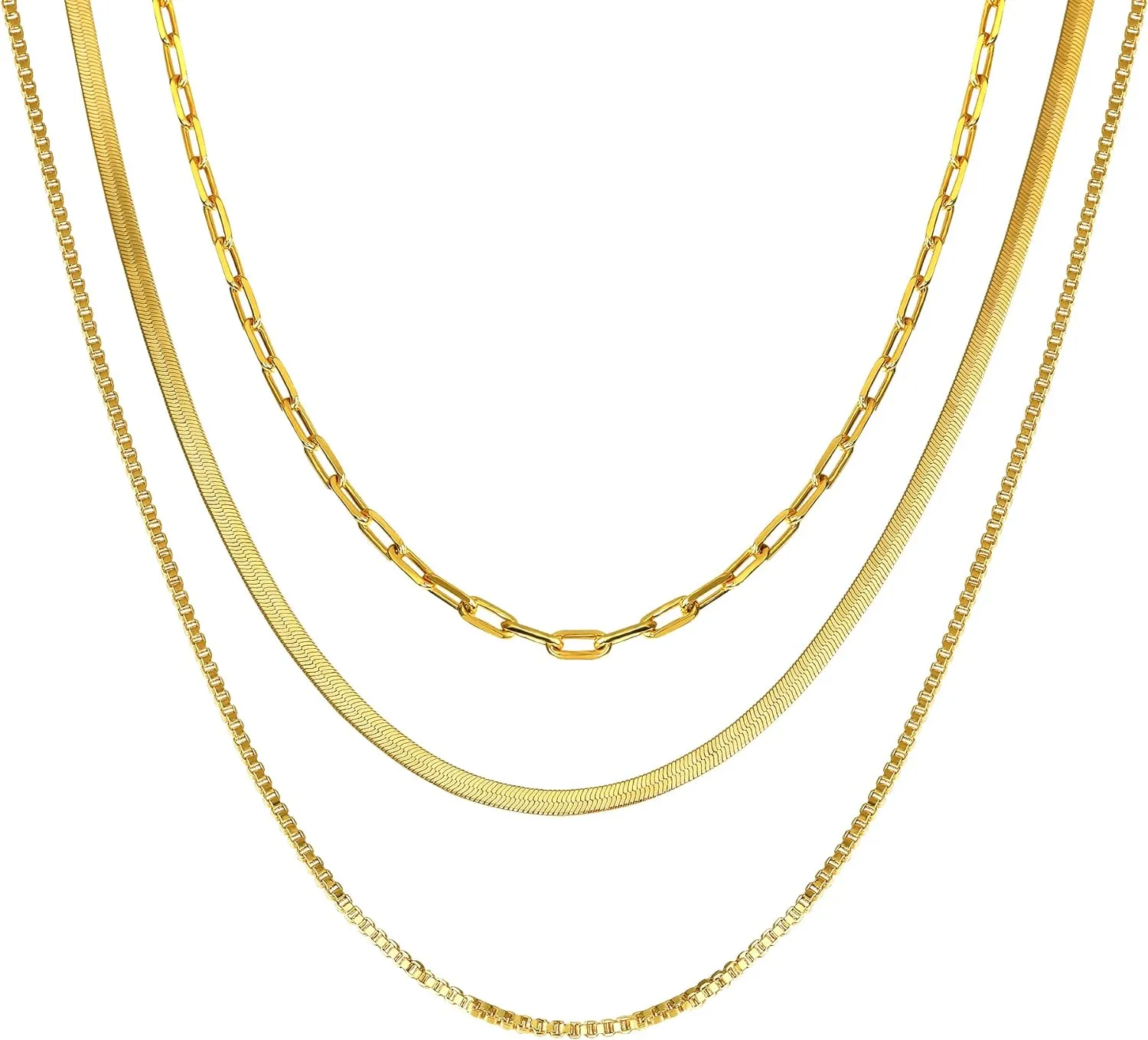 CHESKY 14K Gold/Silver Plated Snake Chain Necklace Herringbone Necklace Gold Choker Necklaces for Women Girl Gifts Jewelry 1.5/3/5MM(W) 14"/16"(L)