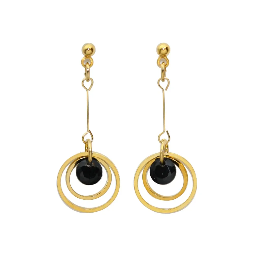 Circle Drop 18K Gold Post Earrings