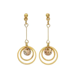 Circle Drop 18K Gold Post Earrings