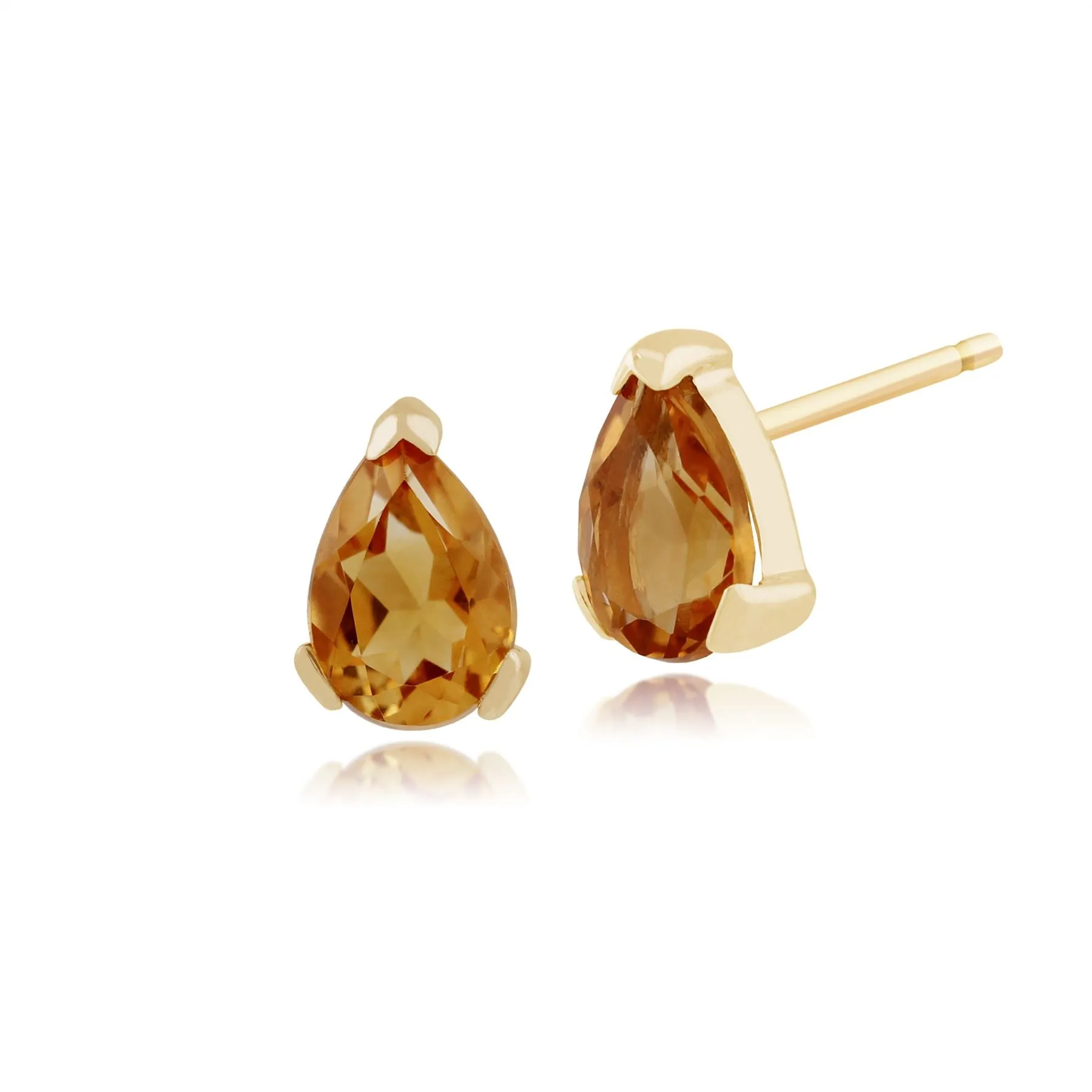 Citrin Ohrstecker 9ct Gelbgold 0.66ct Citrin Einzel Stein Birne Ohrstecker 6.5x4mm