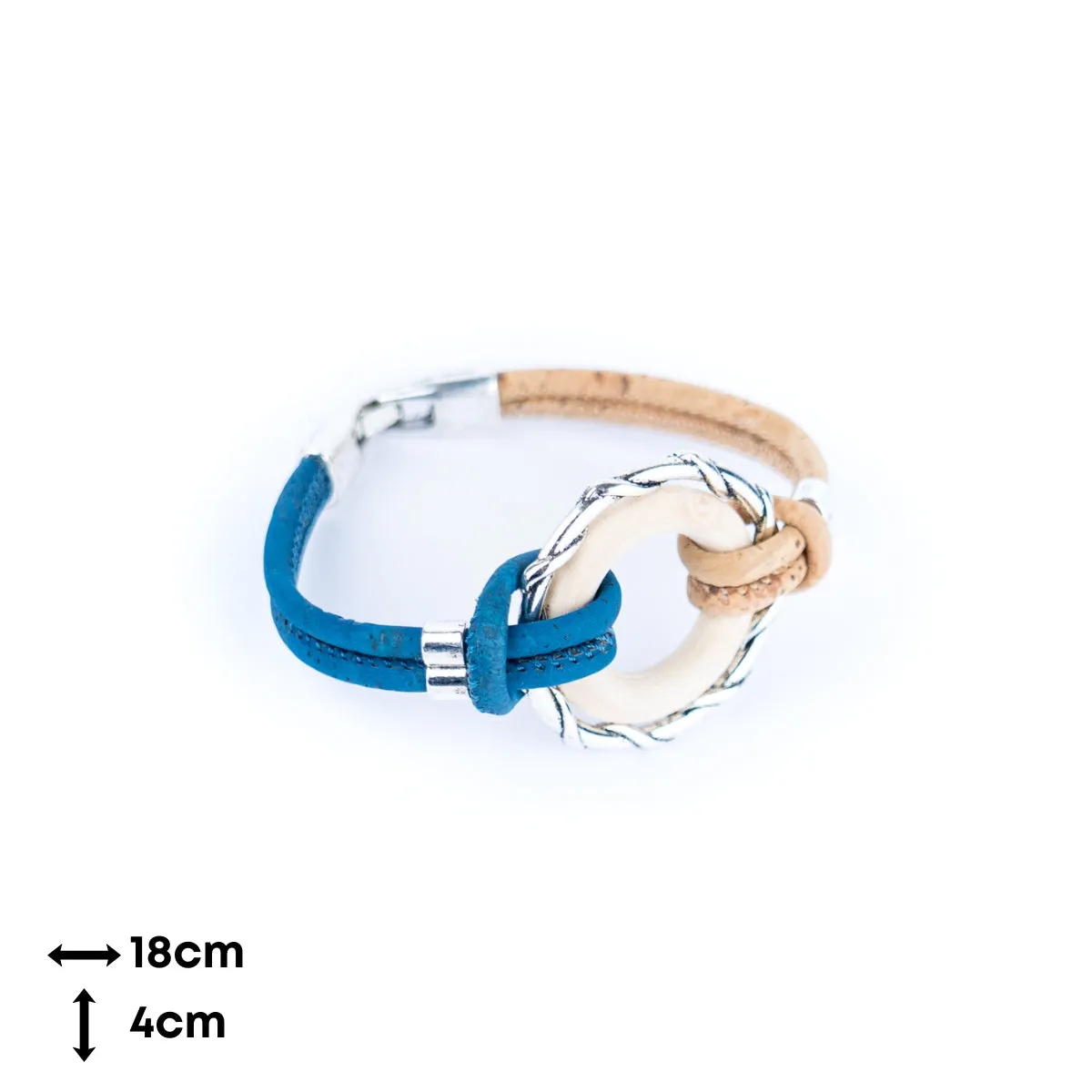 Colorful cork wire and alloy hardware rings and wood rings handmade women's bracelets DBR-052-MIX-5