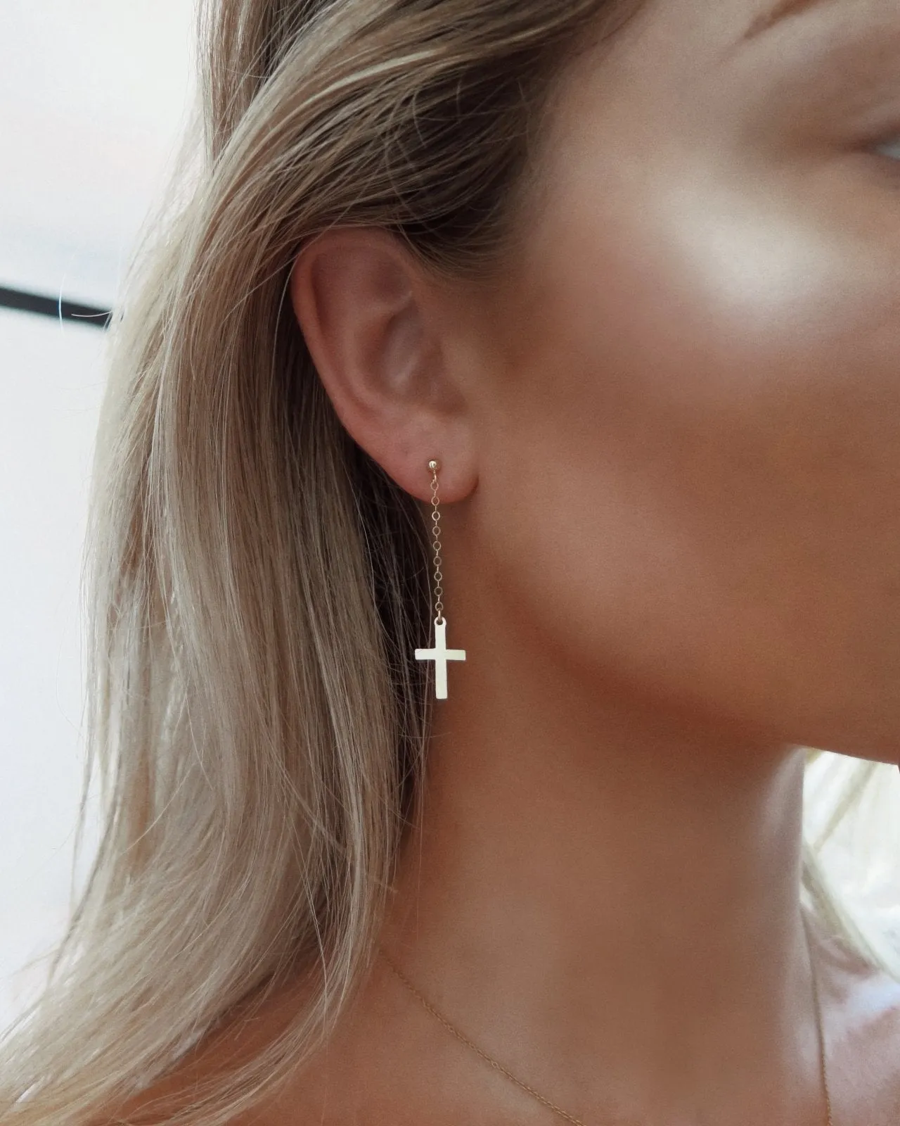 Cross Drop Earrings