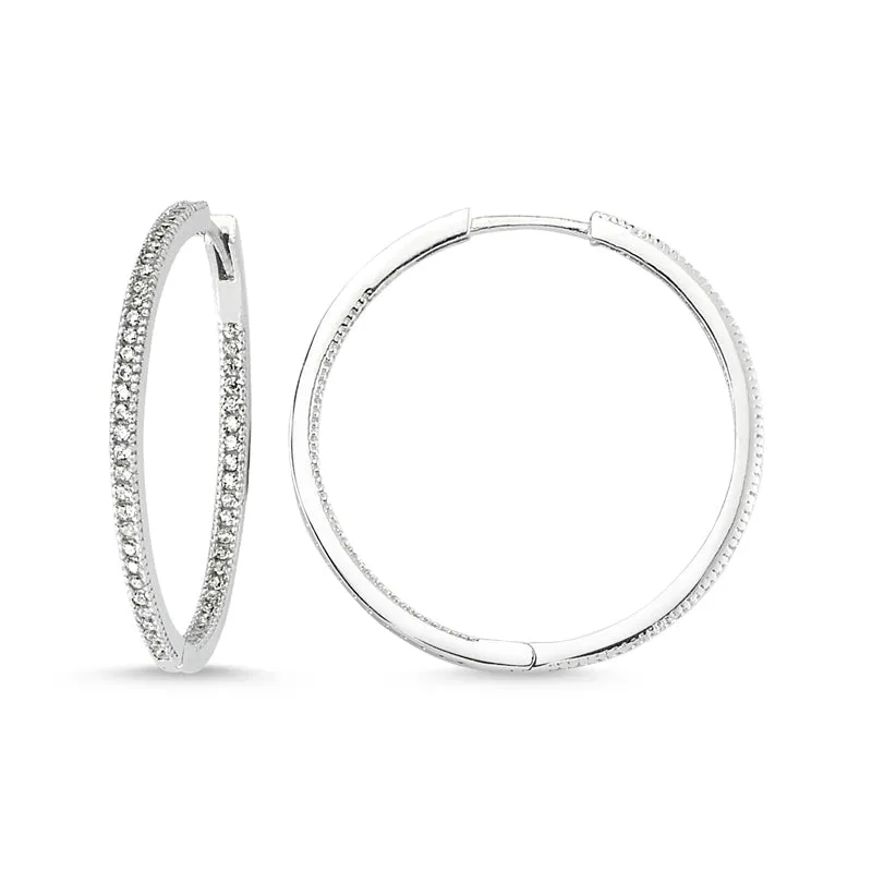 Dainty Simple Silver Double Sided Hoop Earrings