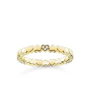 Diamond Hearts Band Yellow Gold