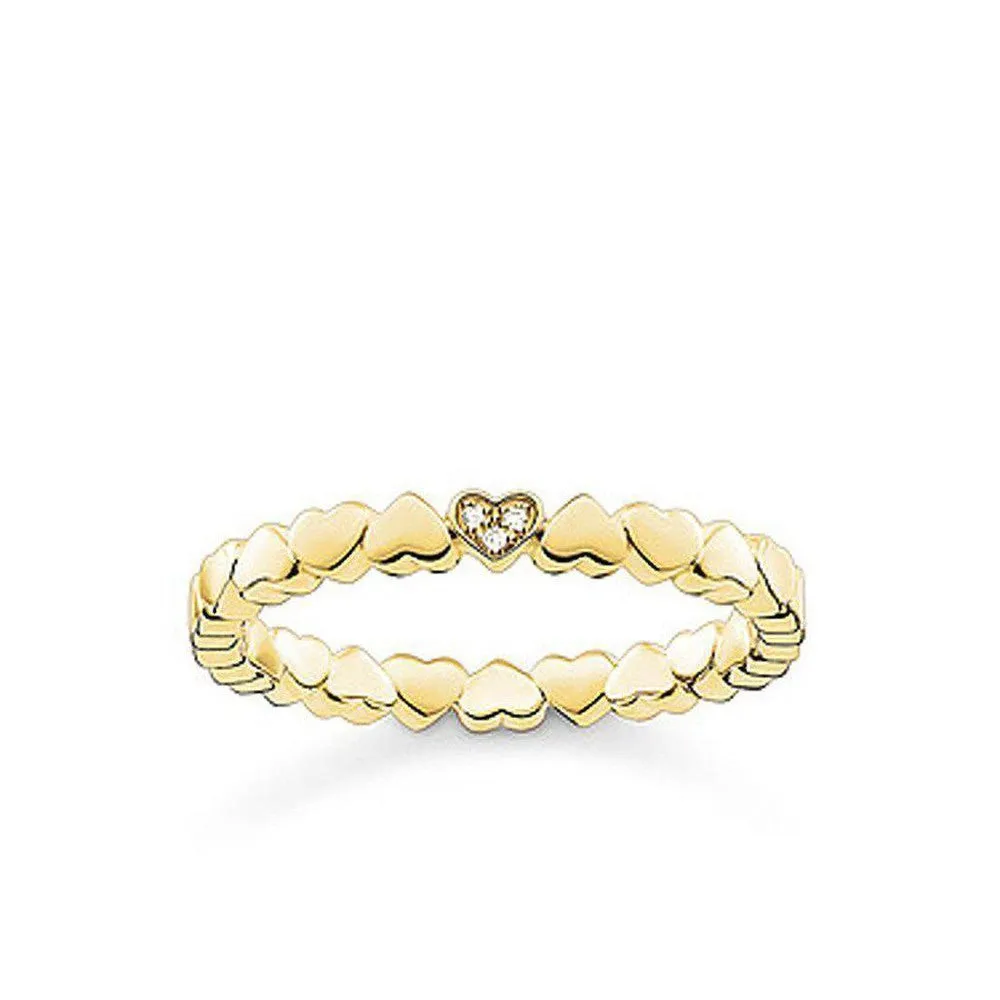 Diamond Hearts Band Yellow Gold