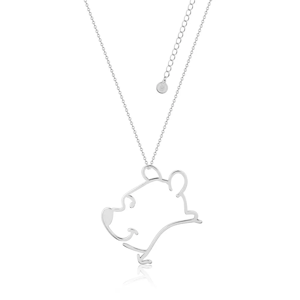 Disney White Gold Plated Winnie The Pooh Open Pendant On 60 7cm Chain