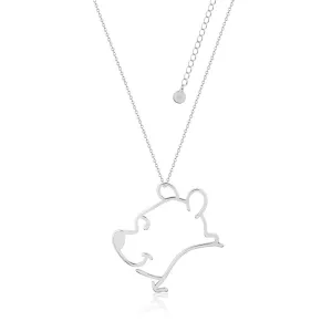 Disney White Gold Plated Winnie The Pooh Open Pendant On 60 7cm Chain