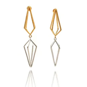 Double Triangle Link Earrings - Gold/Silver