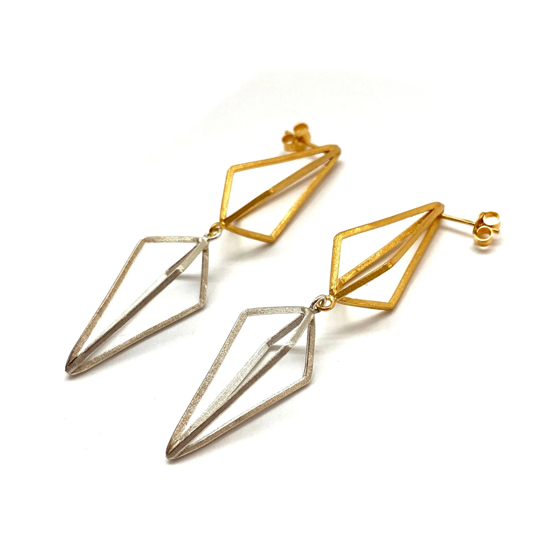 Double Triangle Link Earrings - Gold/Silver