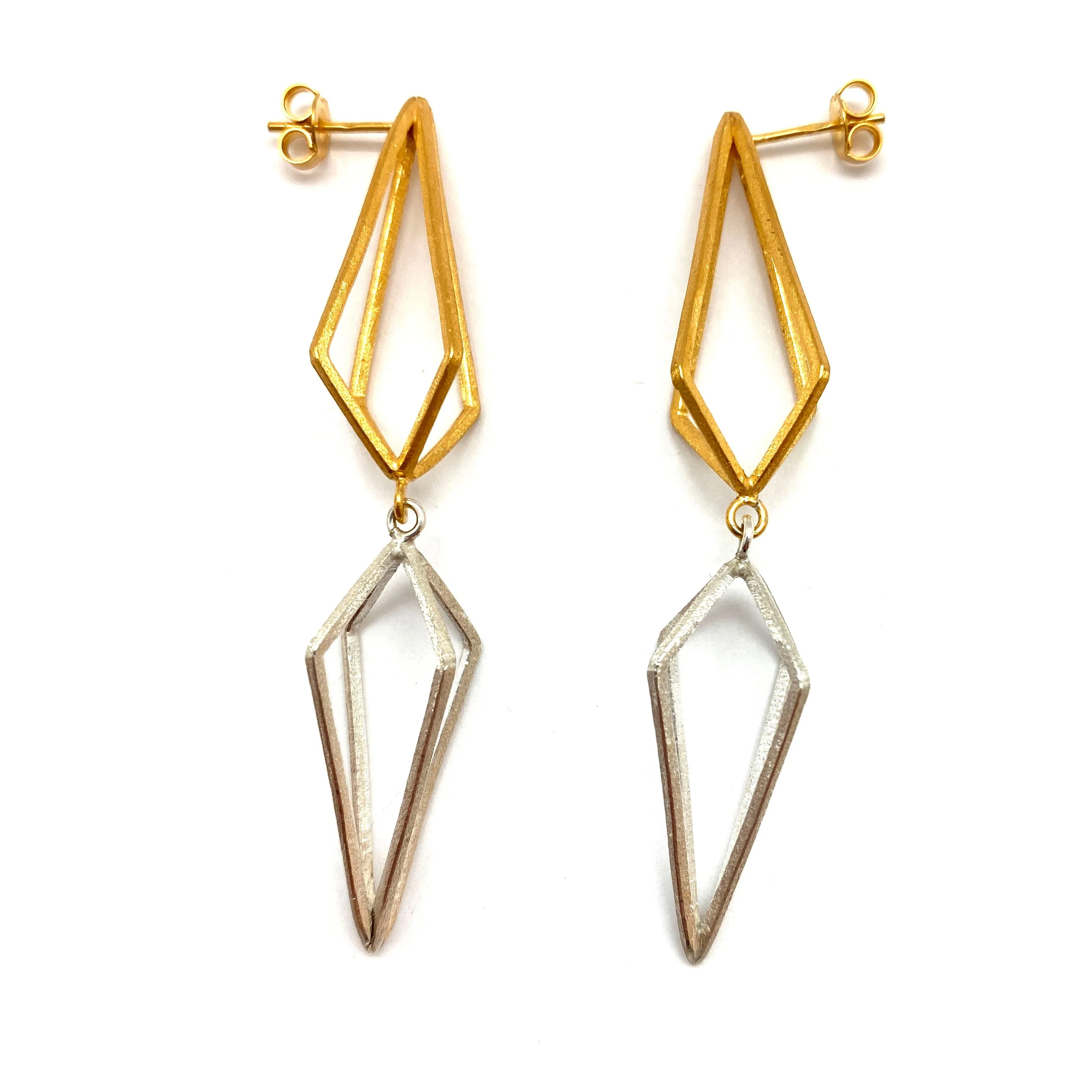 Double Triangle Link Earrings - Gold/Silver