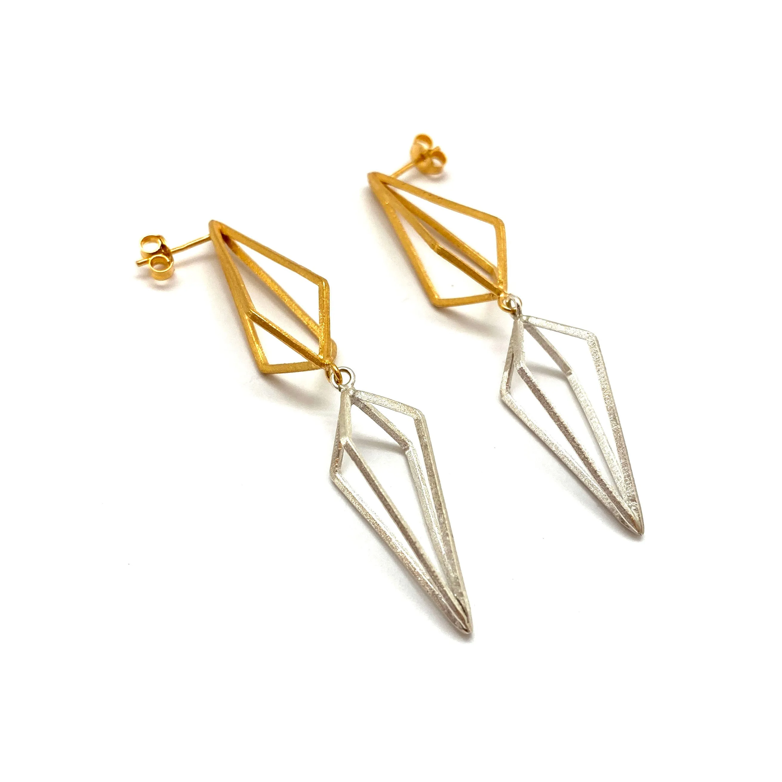 Double Triangle Link Earrings - Gold/Silver