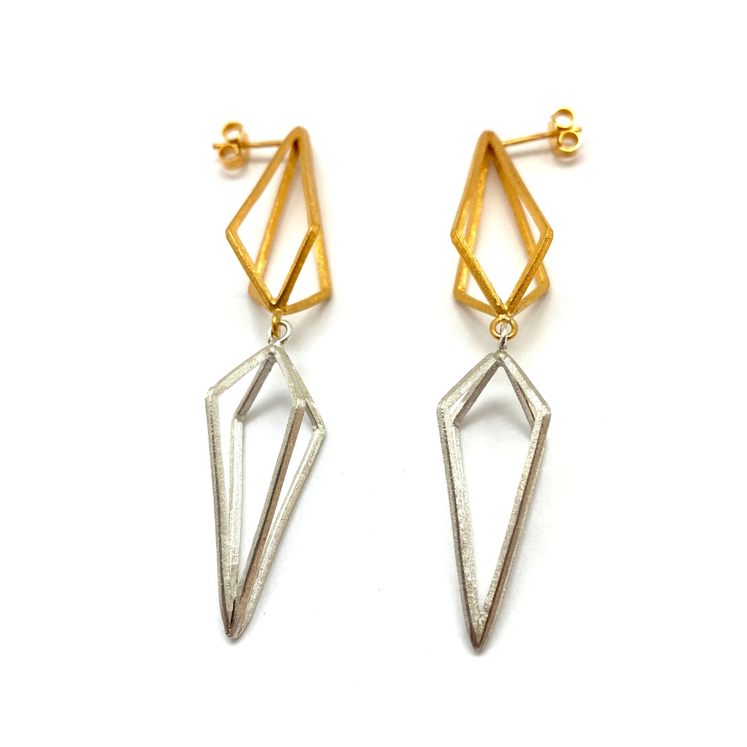 Double Triangle Link Earrings - Gold/Silver