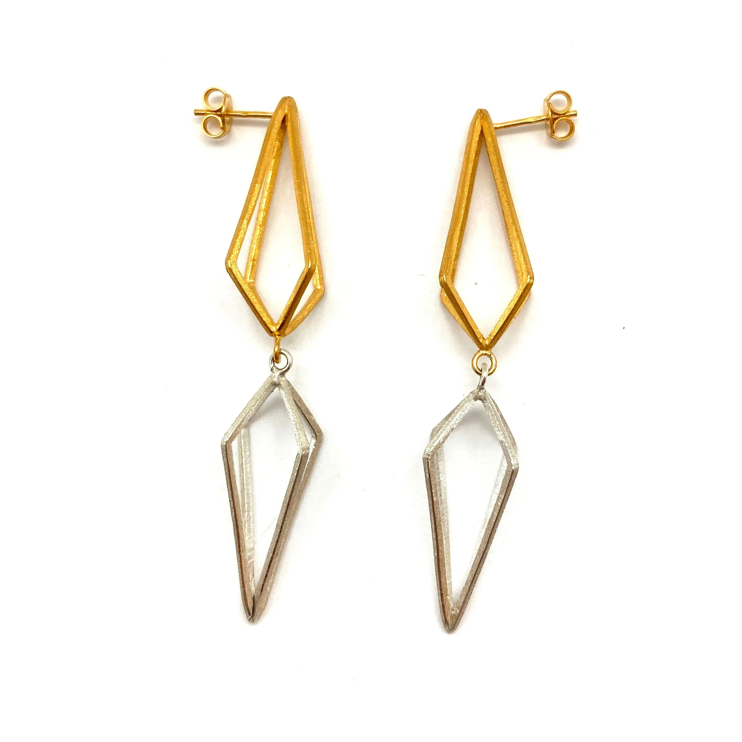 Double Triangle Link Earrings - Gold/Silver