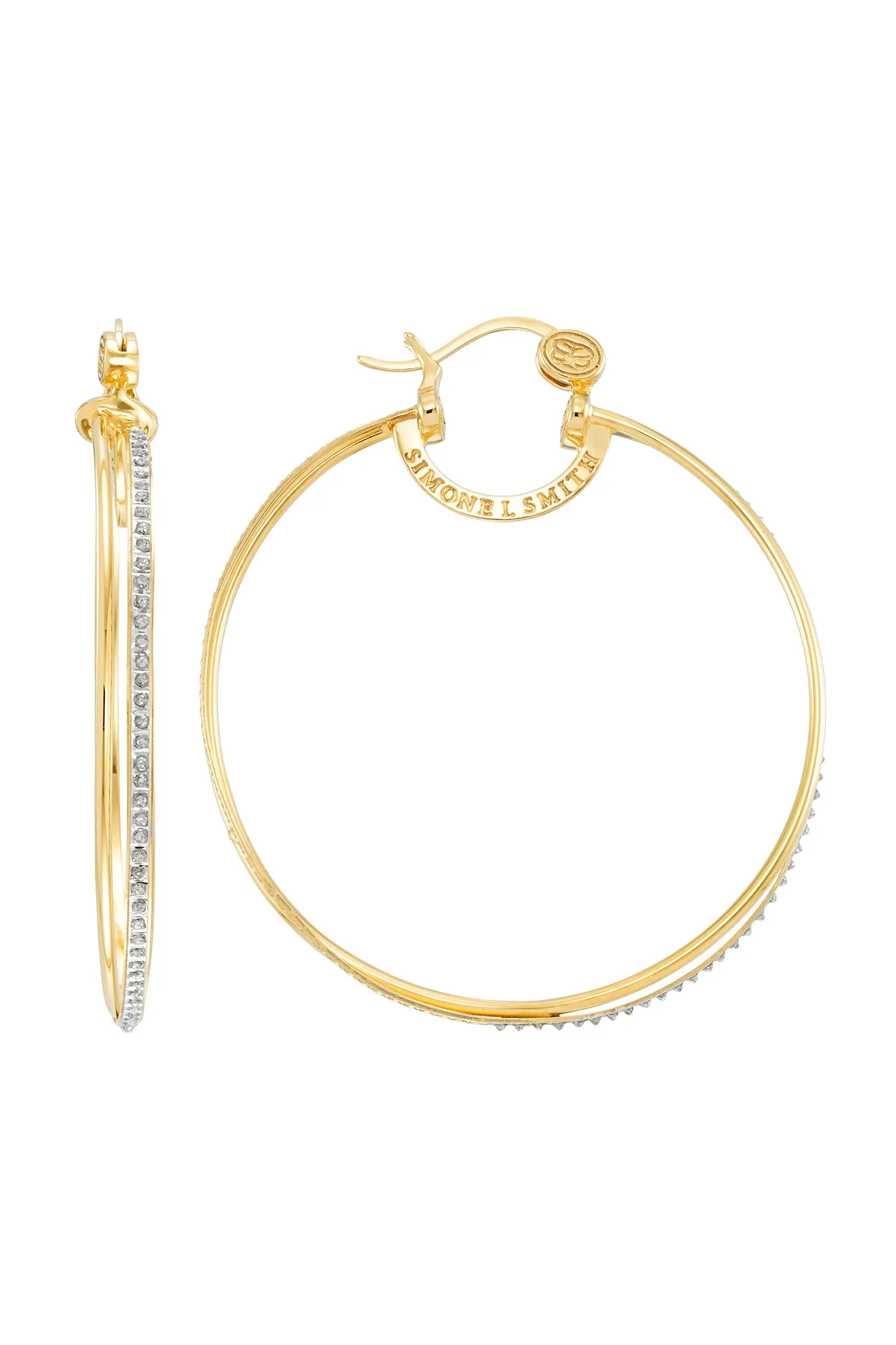 Double Up Hoops with Diamond Embellishments - Large