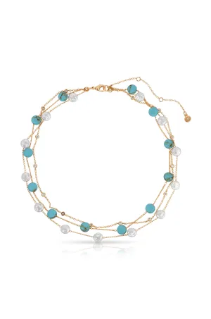 Dressed in Turquoise & Pearls Necklace