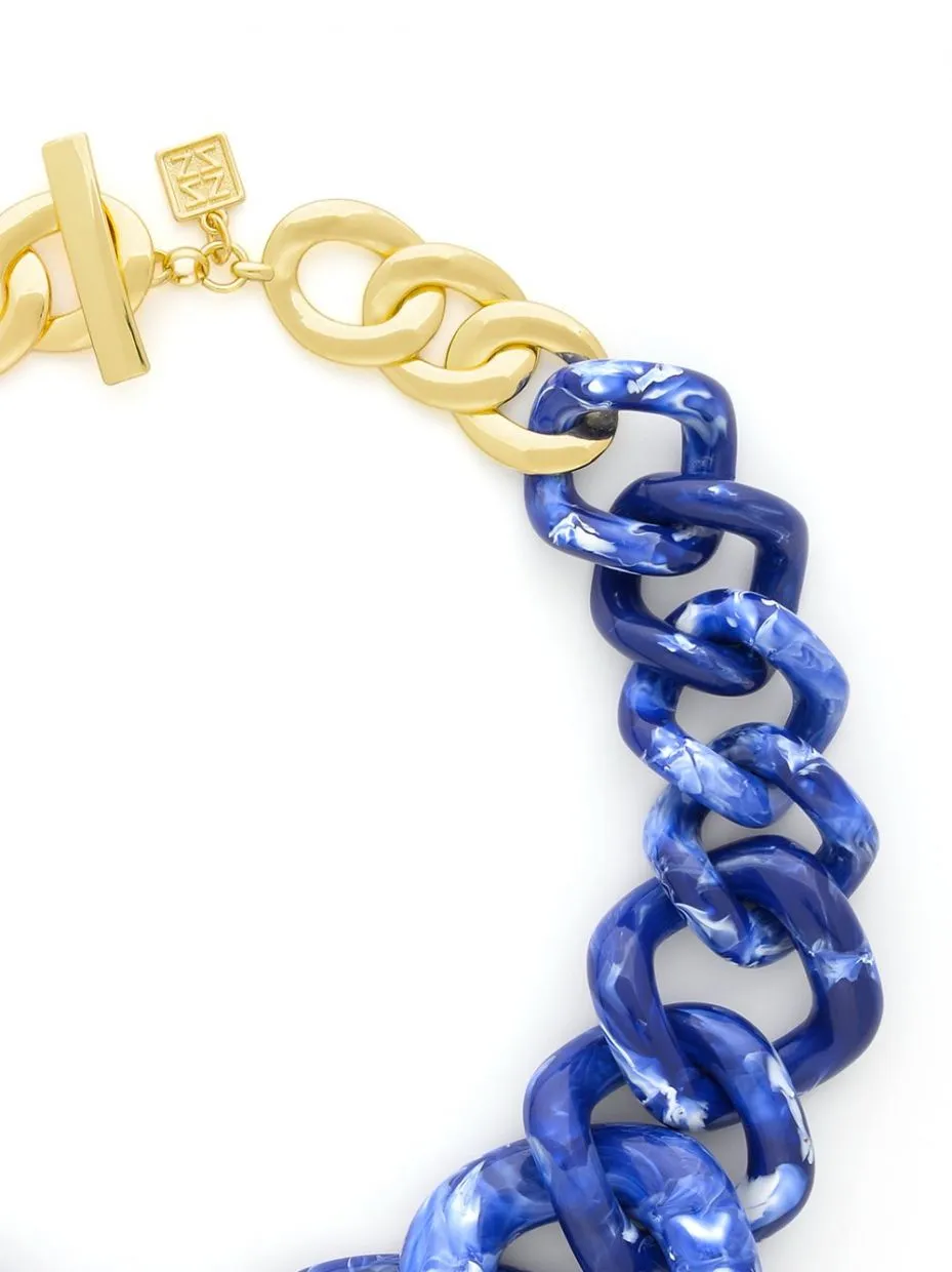 Elephant Link Necklace Cobalt Blue