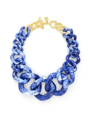 Elephant Link Necklace Cobalt Blue