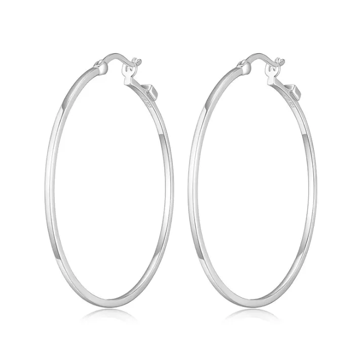 ELLE Large Silver Hoop Earrings (SI2725)