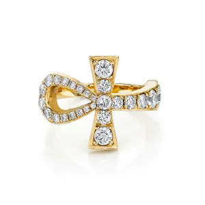 Eternal Ankh Graduated Diamond Pavé Ring