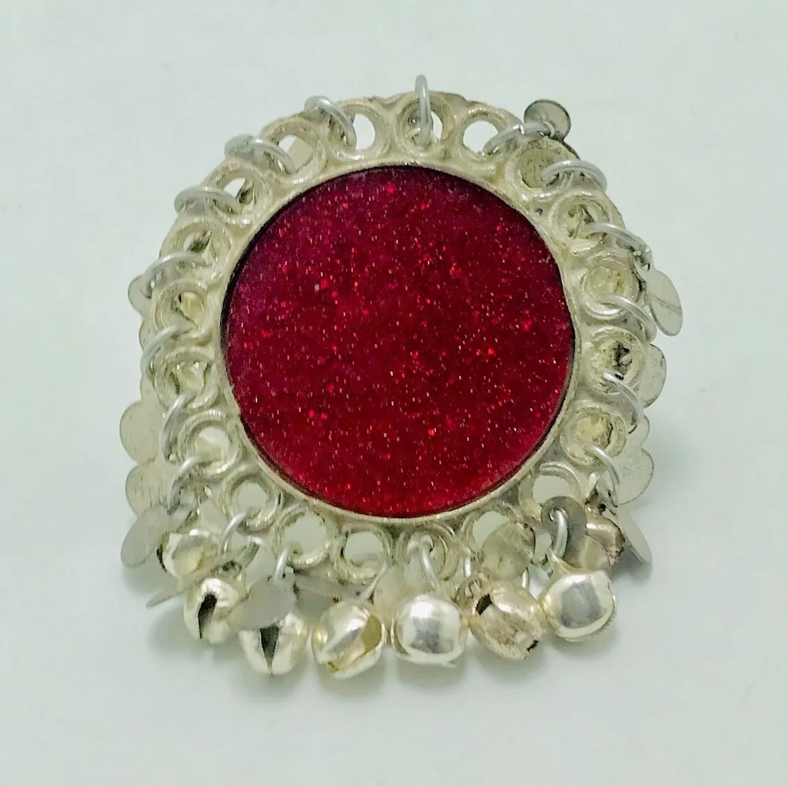 Ethnic Massive Silver Kuchi Bells Ring