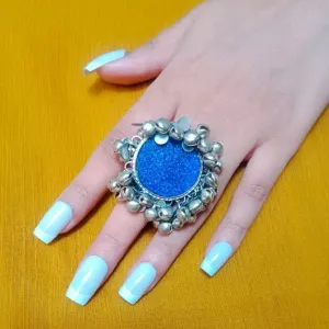 Ethnic Massive Silver Kuchi Bells Ring