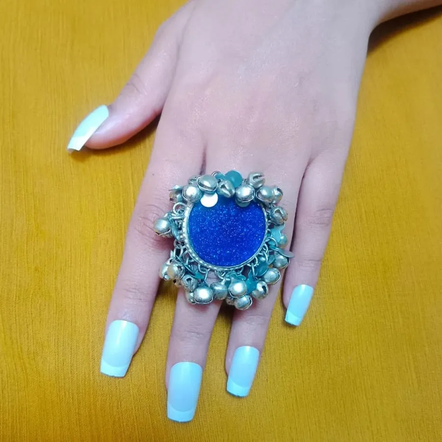 Ethnic Massive Silver Kuchi Bells Ring