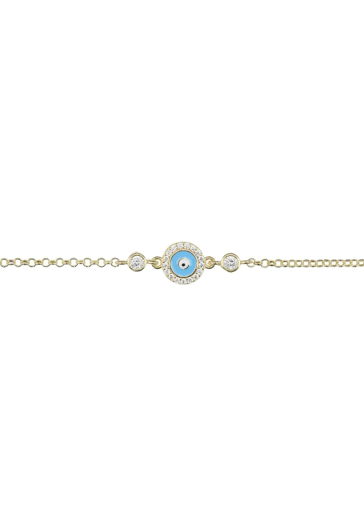 Evil Eye Enamel Light Blue Bracelet Gold