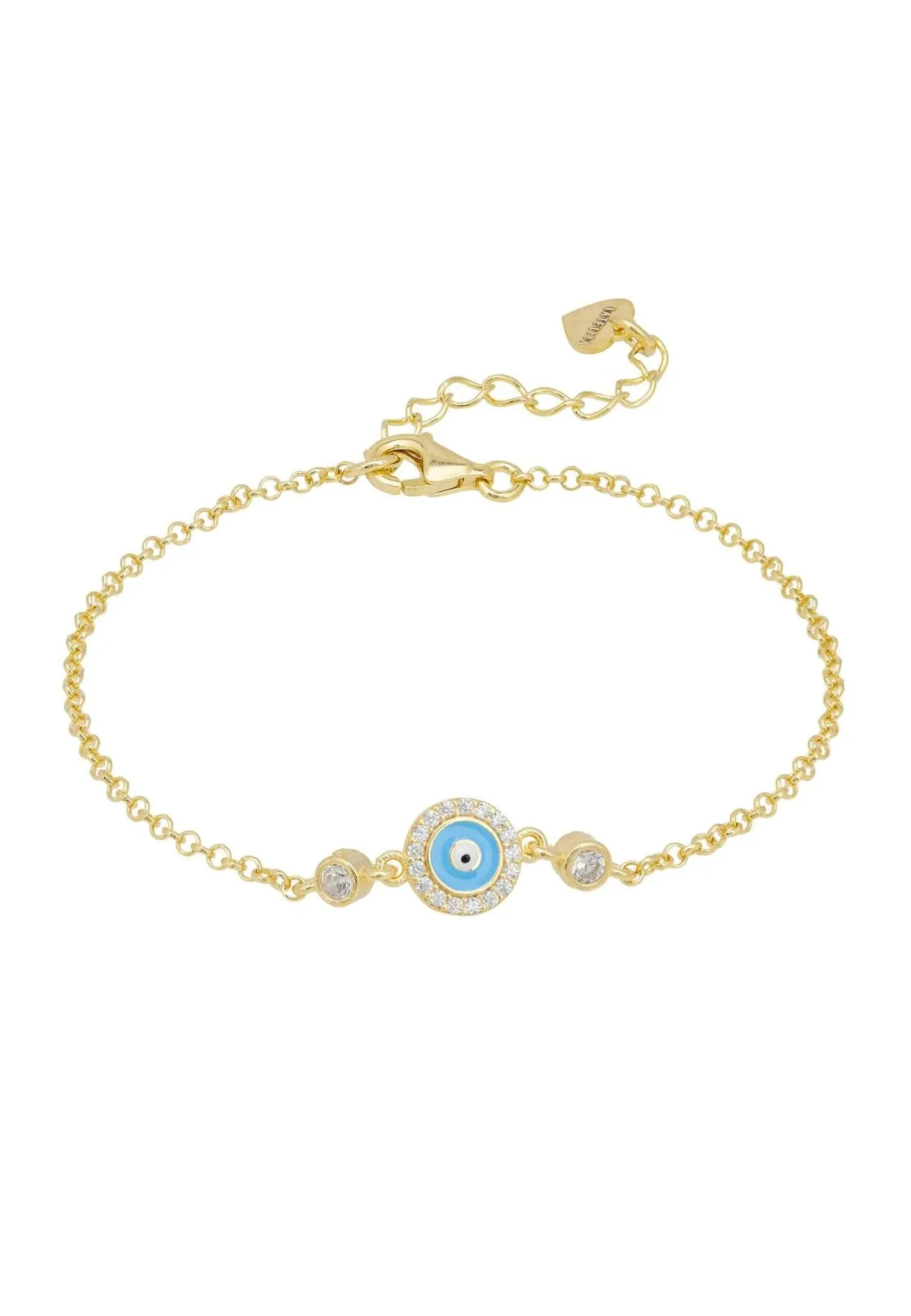 Evil Eye Enamel Light Blue Bracelet Gold