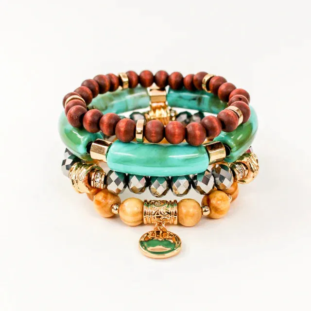 Four Stack Aqua Bangle Set