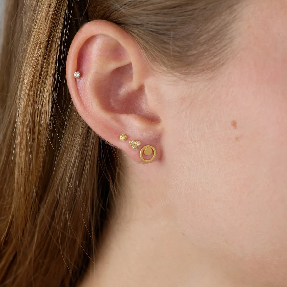 Gold Filigree Dot Stud Earrings