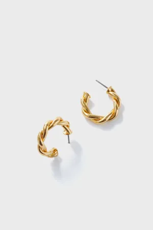 Gold French Twist Mini Hoop Earrings