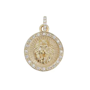 Gold Lion Astrology Sign Coin Pendant Necklace