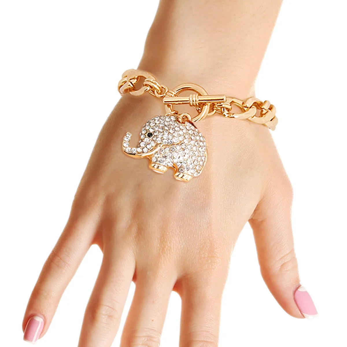 Gold Metal Chain Toggle Bracelet