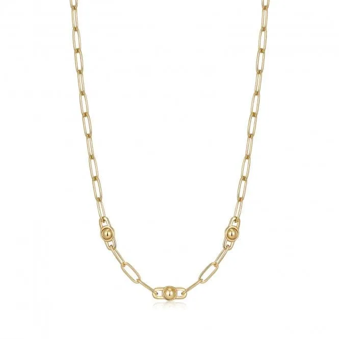 Gold Orb Link Chunky Chain Necklace N045-04G