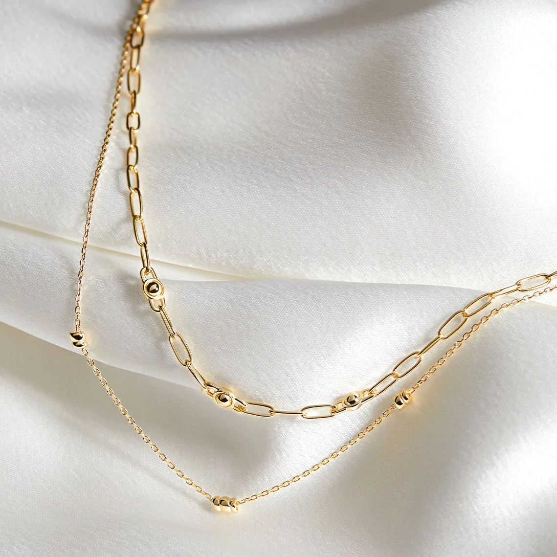 Gold Orb Link Chunky Chain Necklace