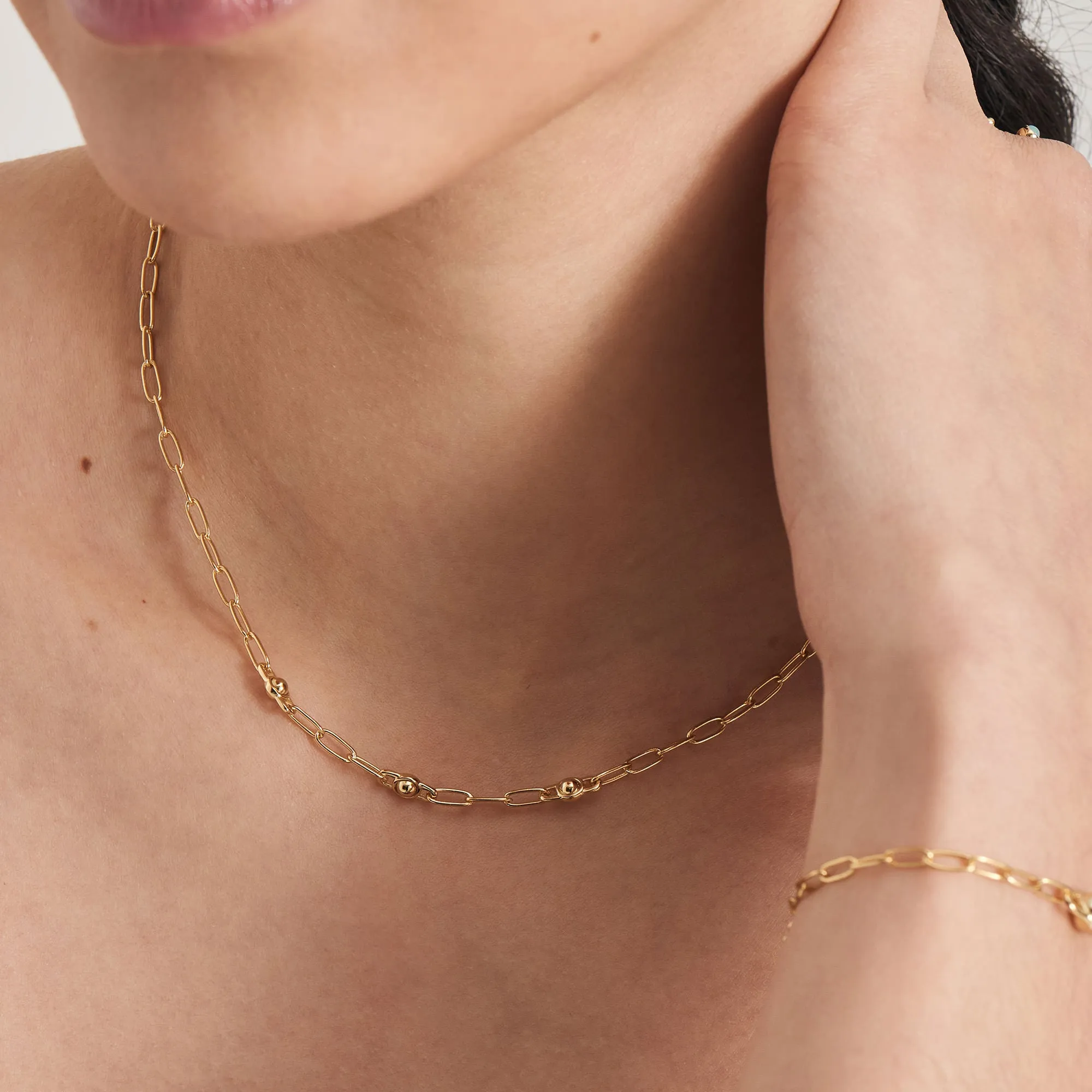 Gold Orb Link Chunky Chain Necklace