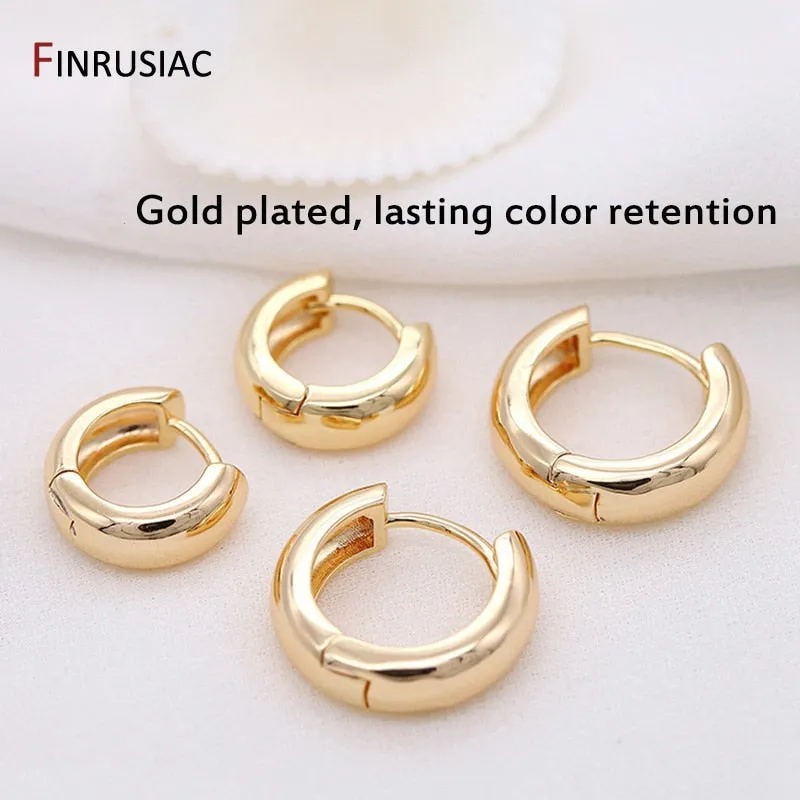 Gold Plated Circular Hoop Earrings for Women by FINRUSIA