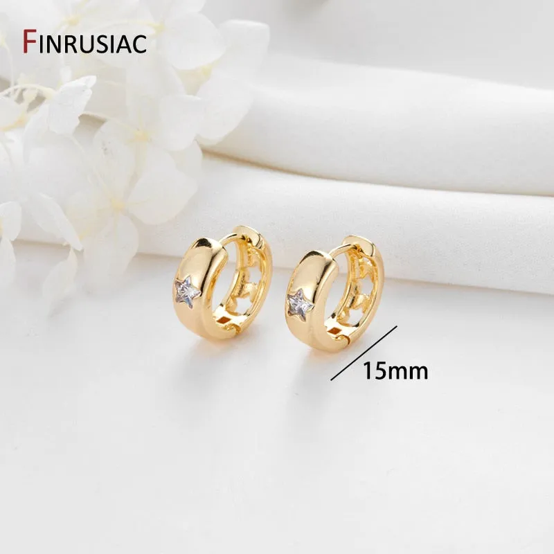 Gold Plated Circular Hoop Earrings for Women by FINRUSIA