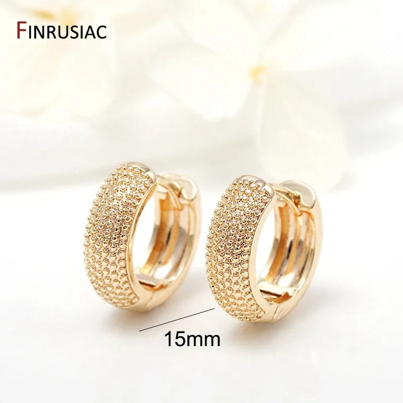 Gold Plated Circular Hoop Earrings for Women by FINRUSIA