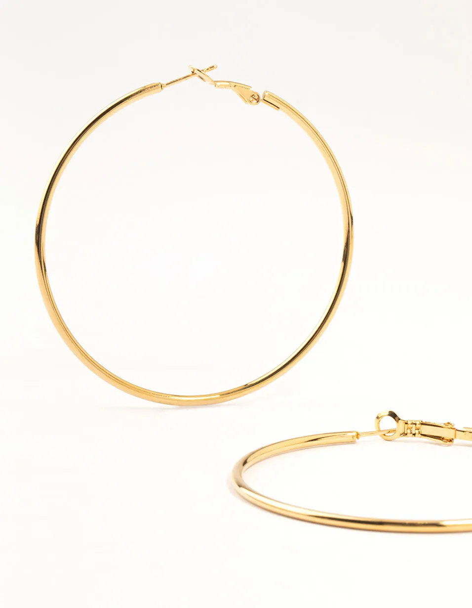 Gold Plated Surgical Steel Classic Hoop Earrings 60MM